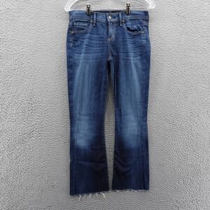 Citizens of Humanity Dita Bootcut Leg Jeans 26‎ Petite Dark Blue Womens Raw Hem